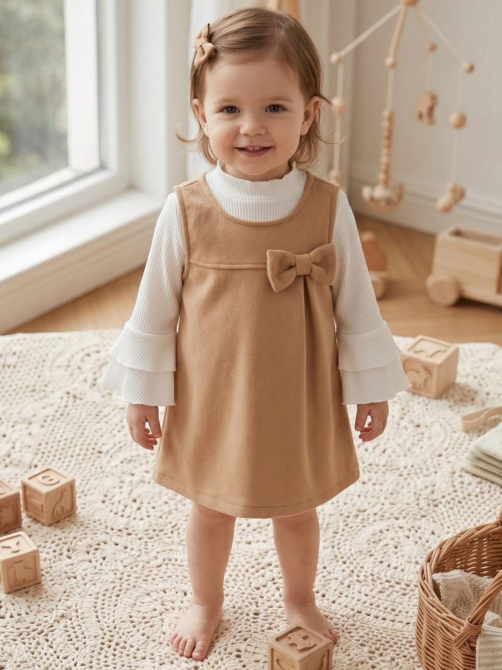 PatPat Camel Bow Pinafore Dress for Kids
